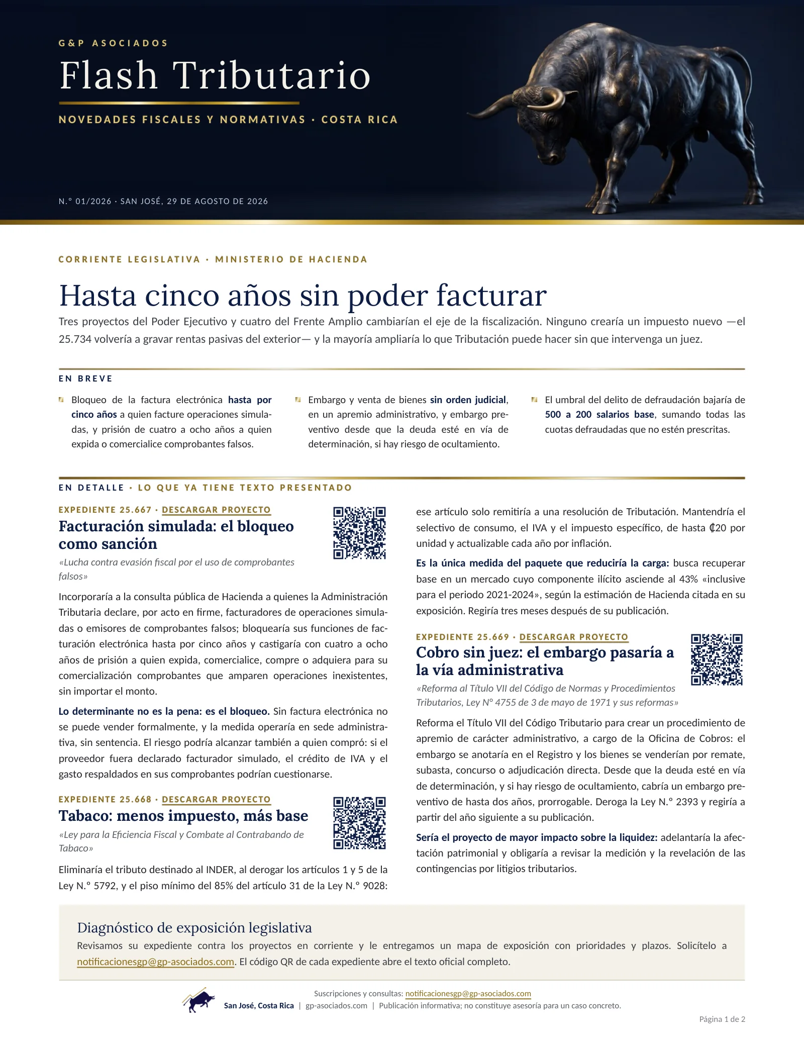 Página 1 de 2 del Flash Tributario N.º 01/2026 de G&P Asociados