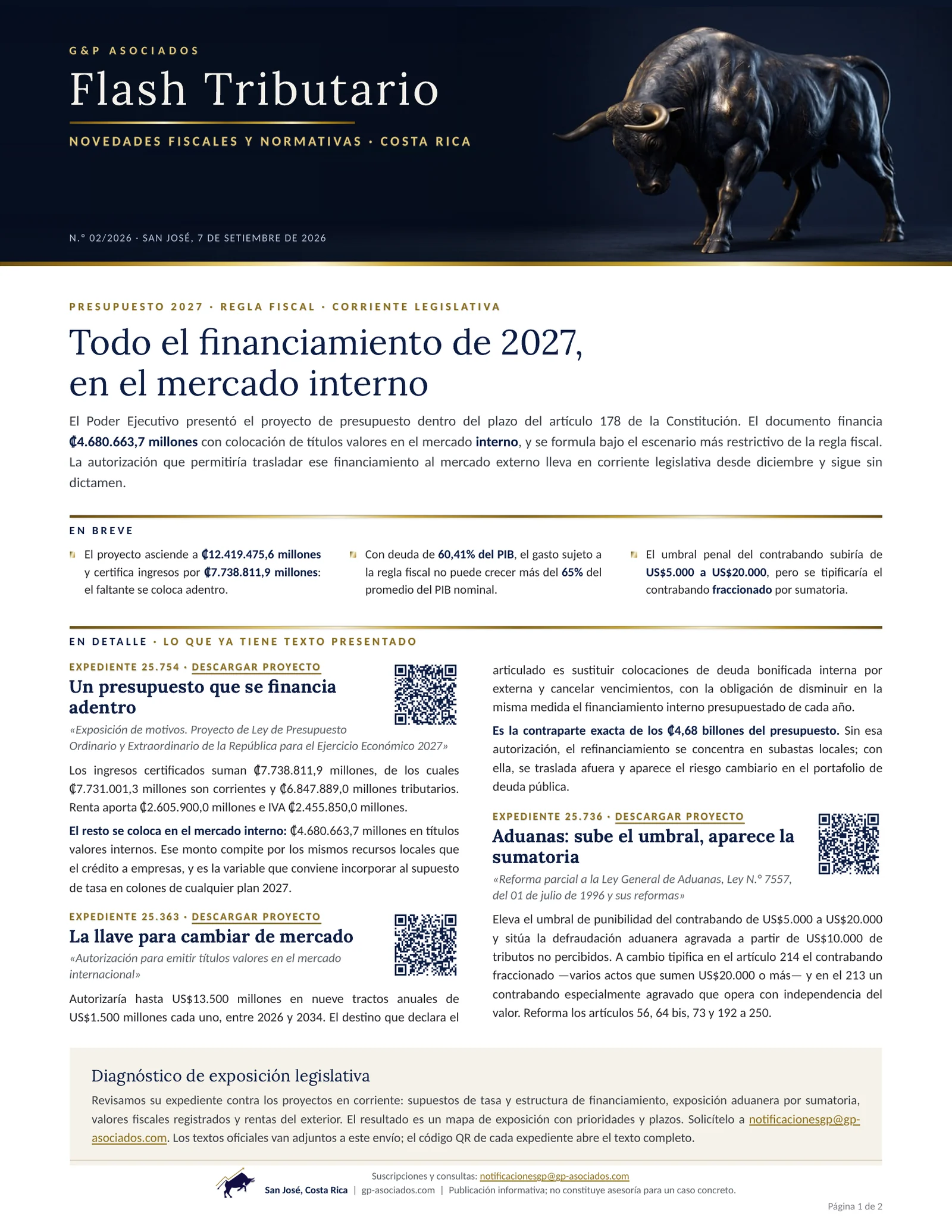 Página 1 de 2 del Flash Tributario N.º 02/2026 de G&P Asociados