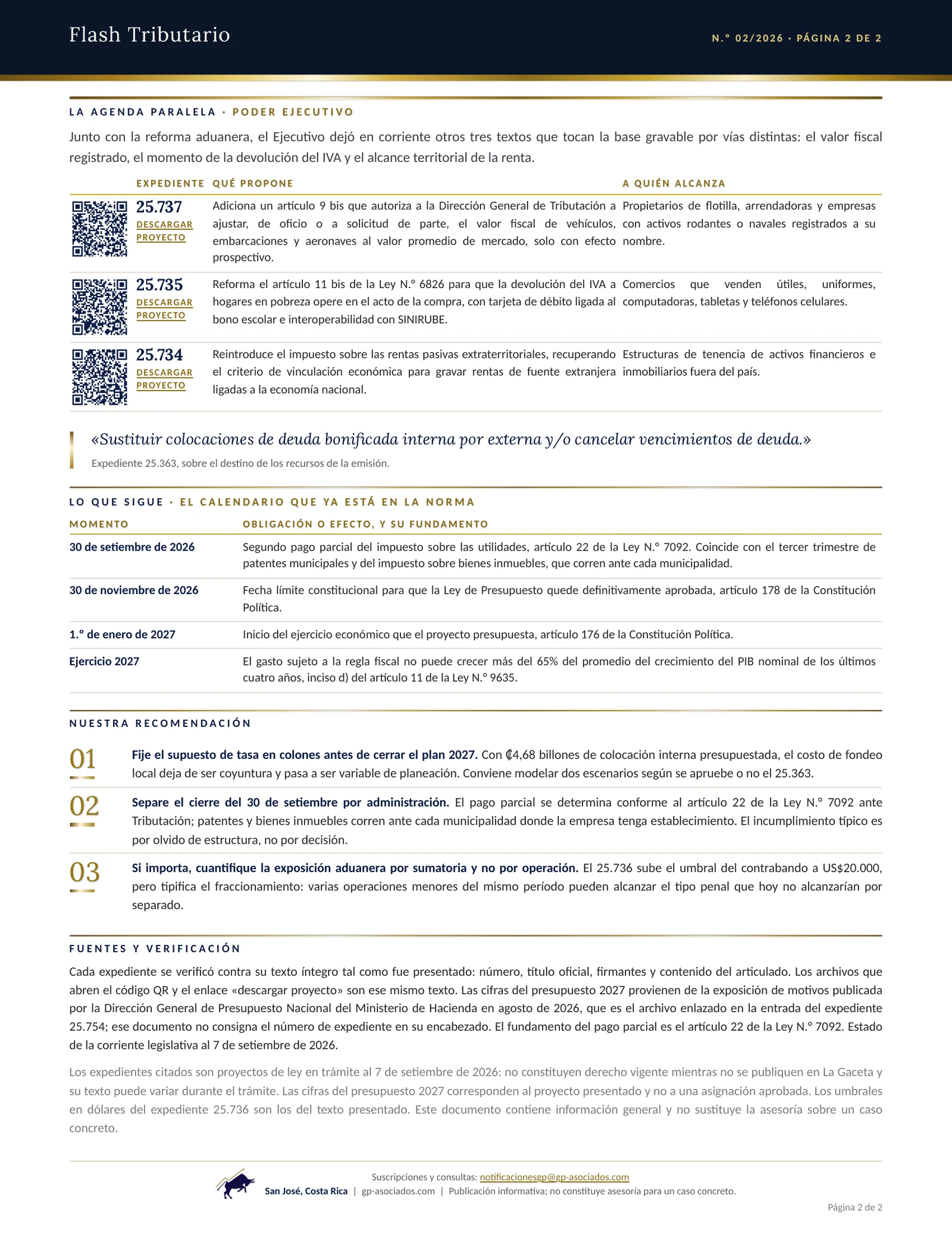 Página 2 de 2 del Flash Tributario N.º 02/2026 de G&P Asociados
