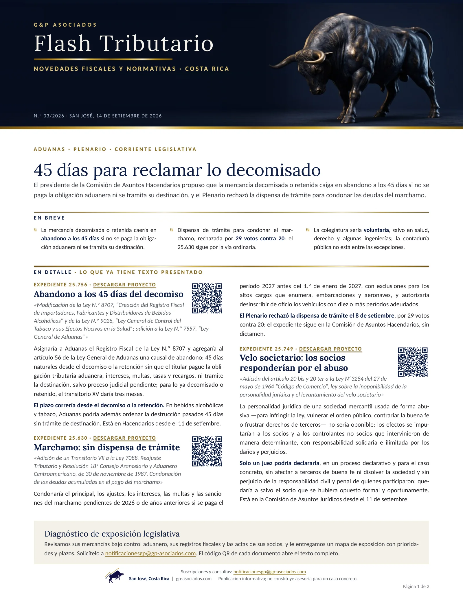 Página 1 de 2 del Flash Tributario N.º 03/2026 de G&P Asociados