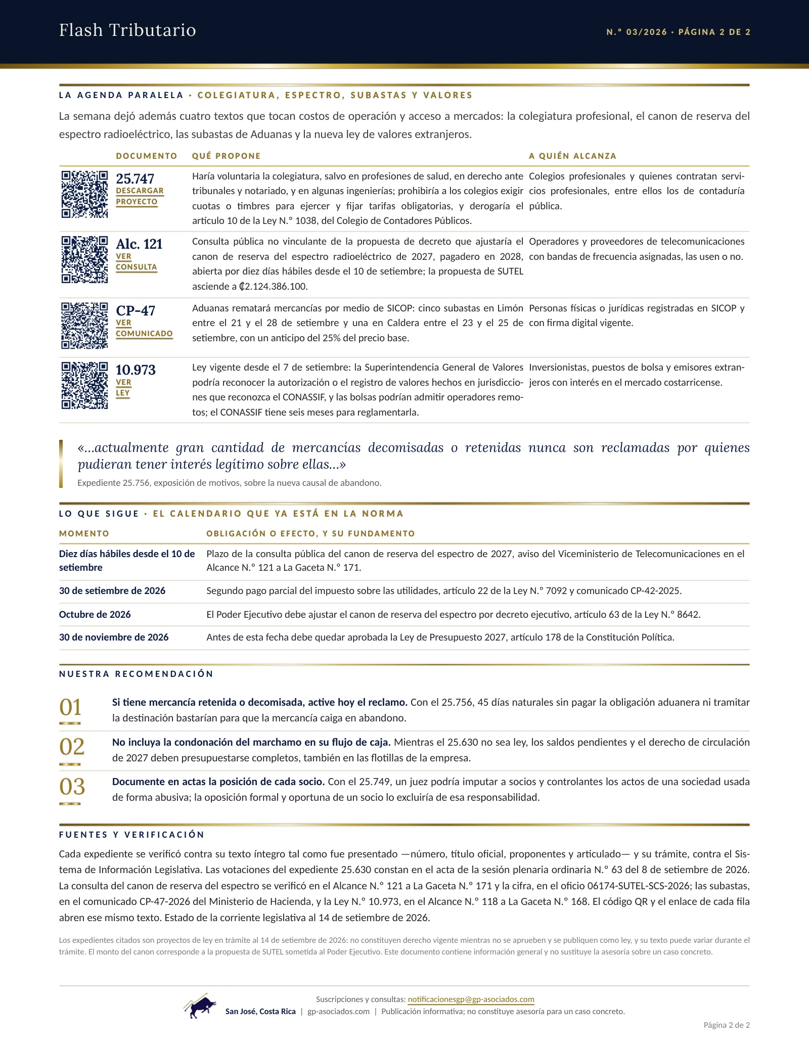 Página 2 de 2 del Flash Tributario N.º 03/2026 de G&P Asociados