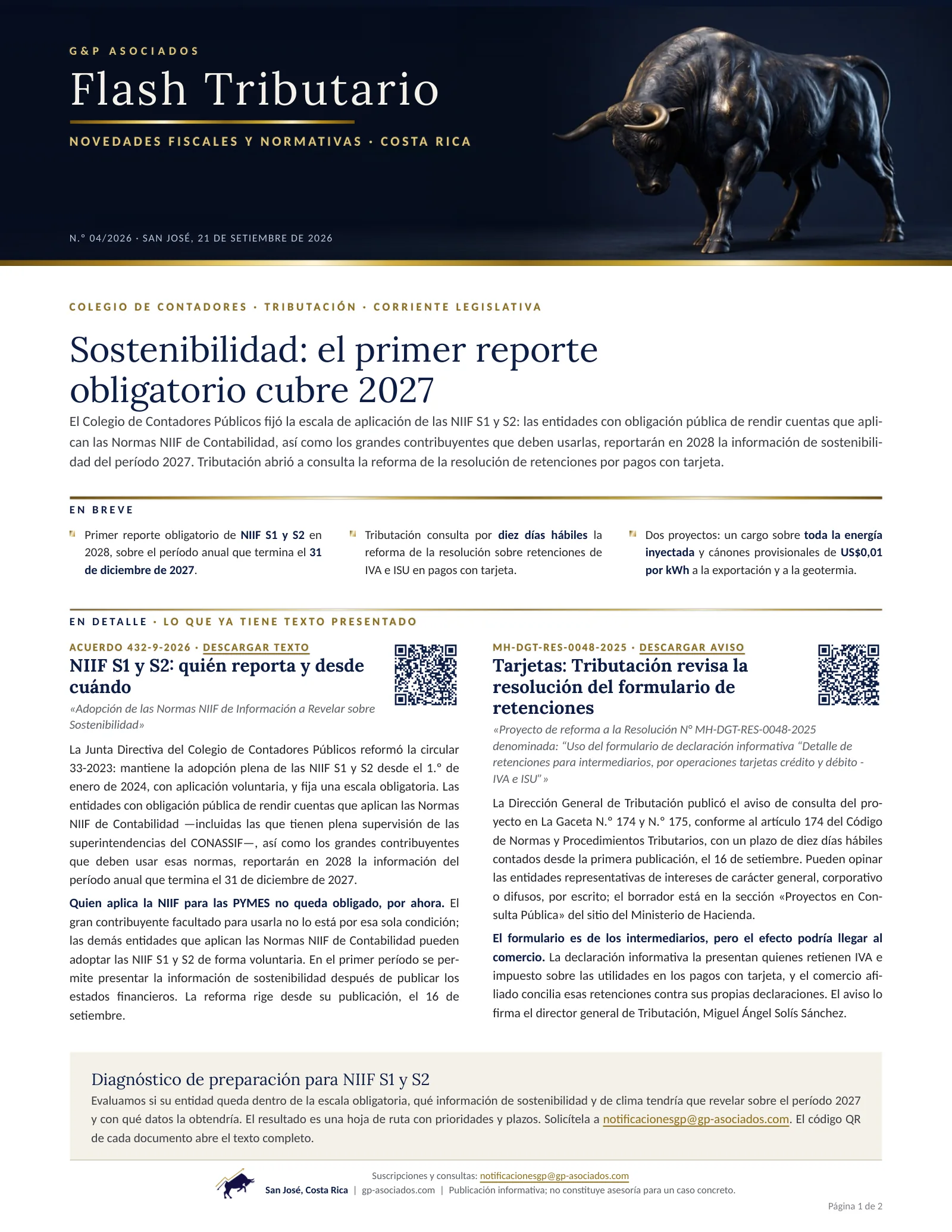 Página 1 de 2 del Flash Tributario N.º 04/2026 de G&P Asociados