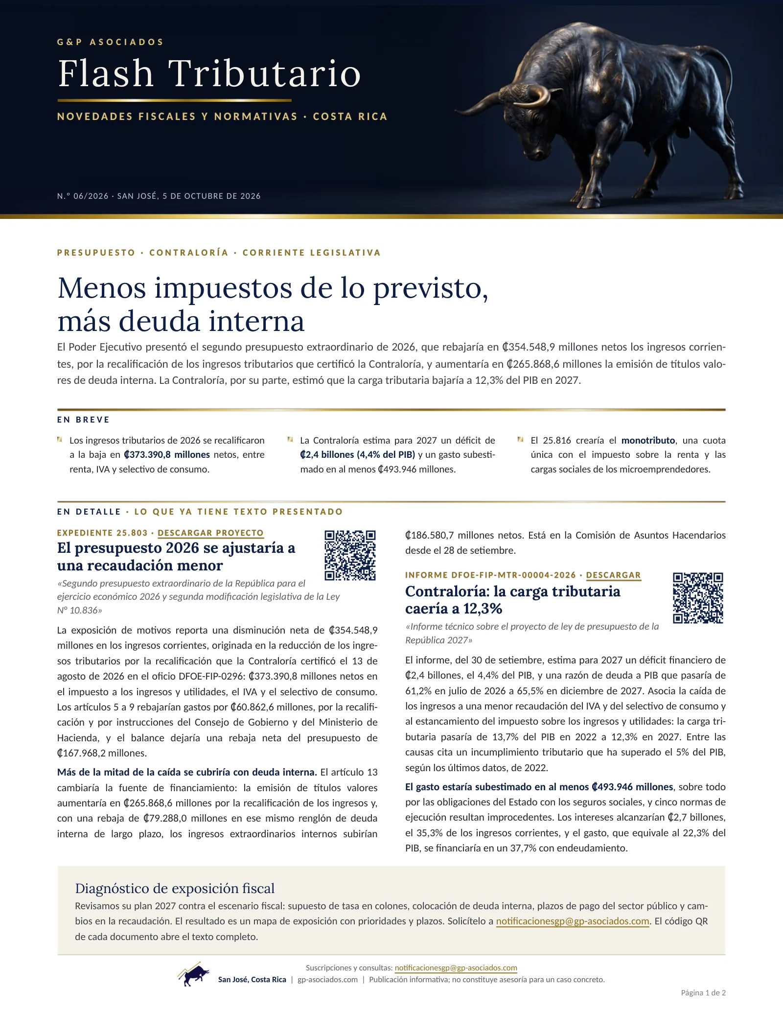 Página 1 de 2 del Flash Tributario N.º 06/2026 de G&P Asociados