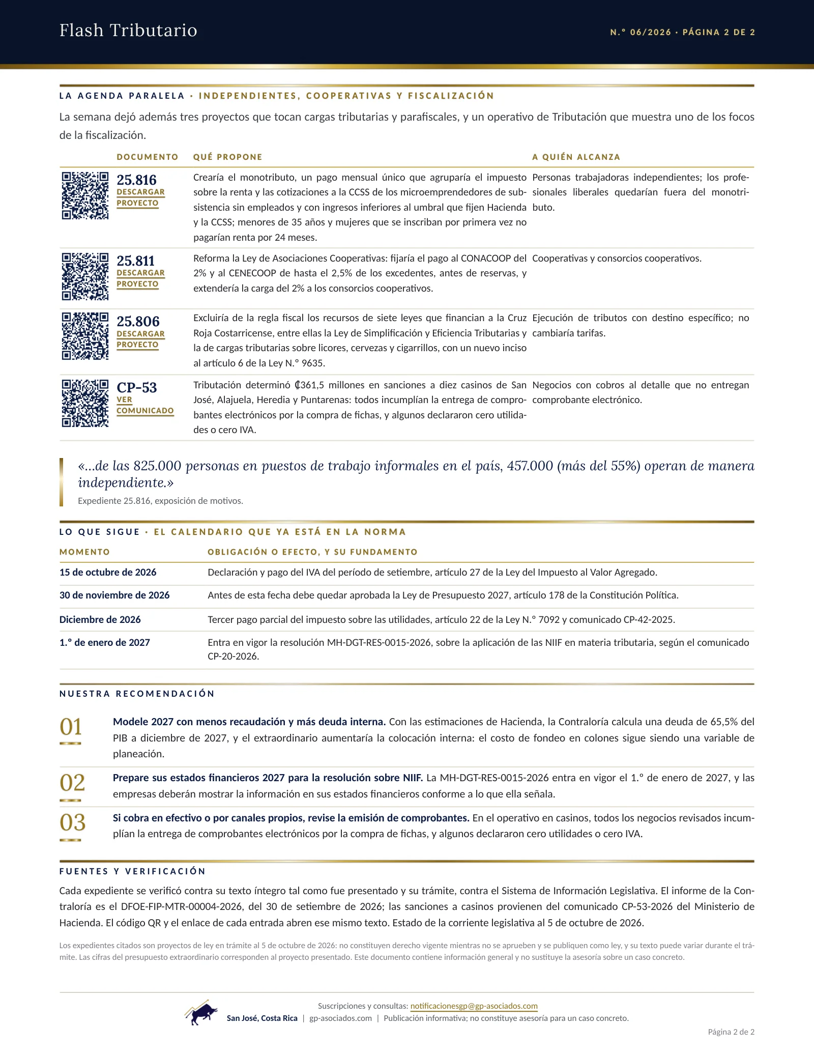 Página 2 de 2 del Flash Tributario N.º 06/2026 de G&P Asociados