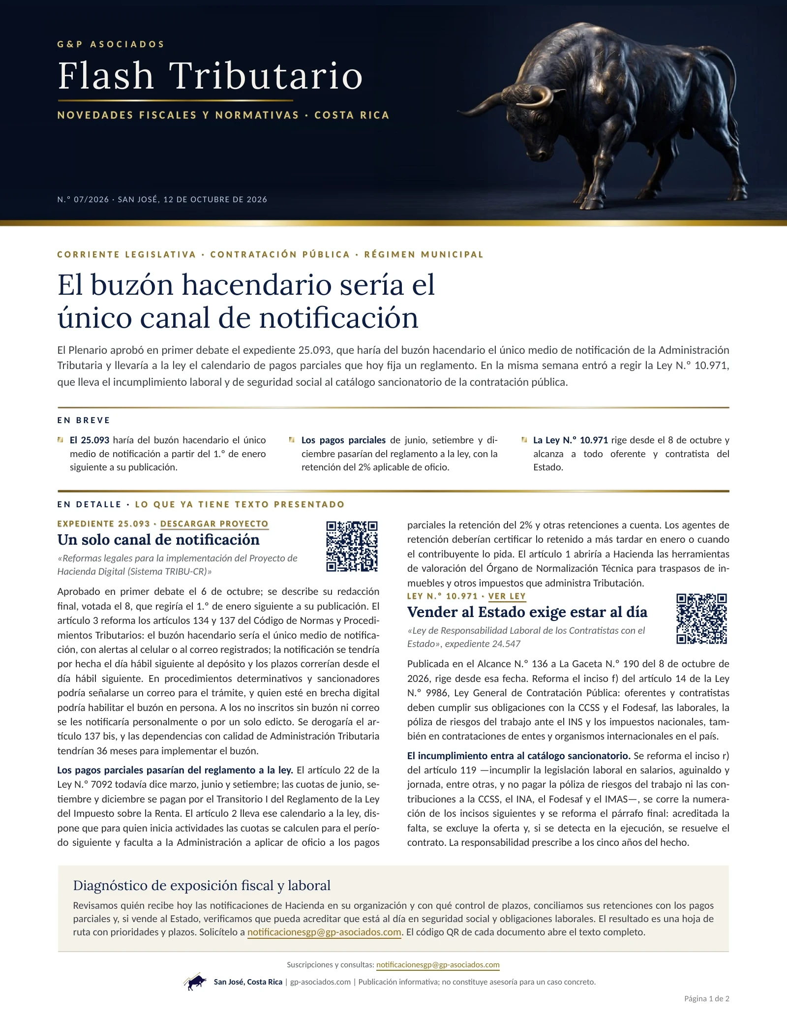 Página 1 de 2 del Flash Tributario N.º 07/2026 de G&P Asociados
