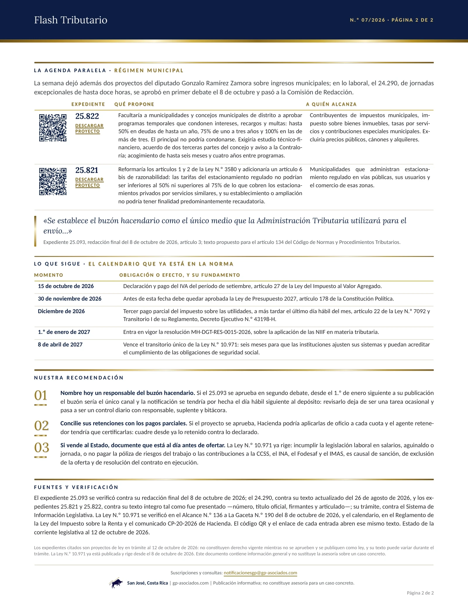 Página 2 de 2 del Flash Tributario N.º 07/2026 de G&P Asociados