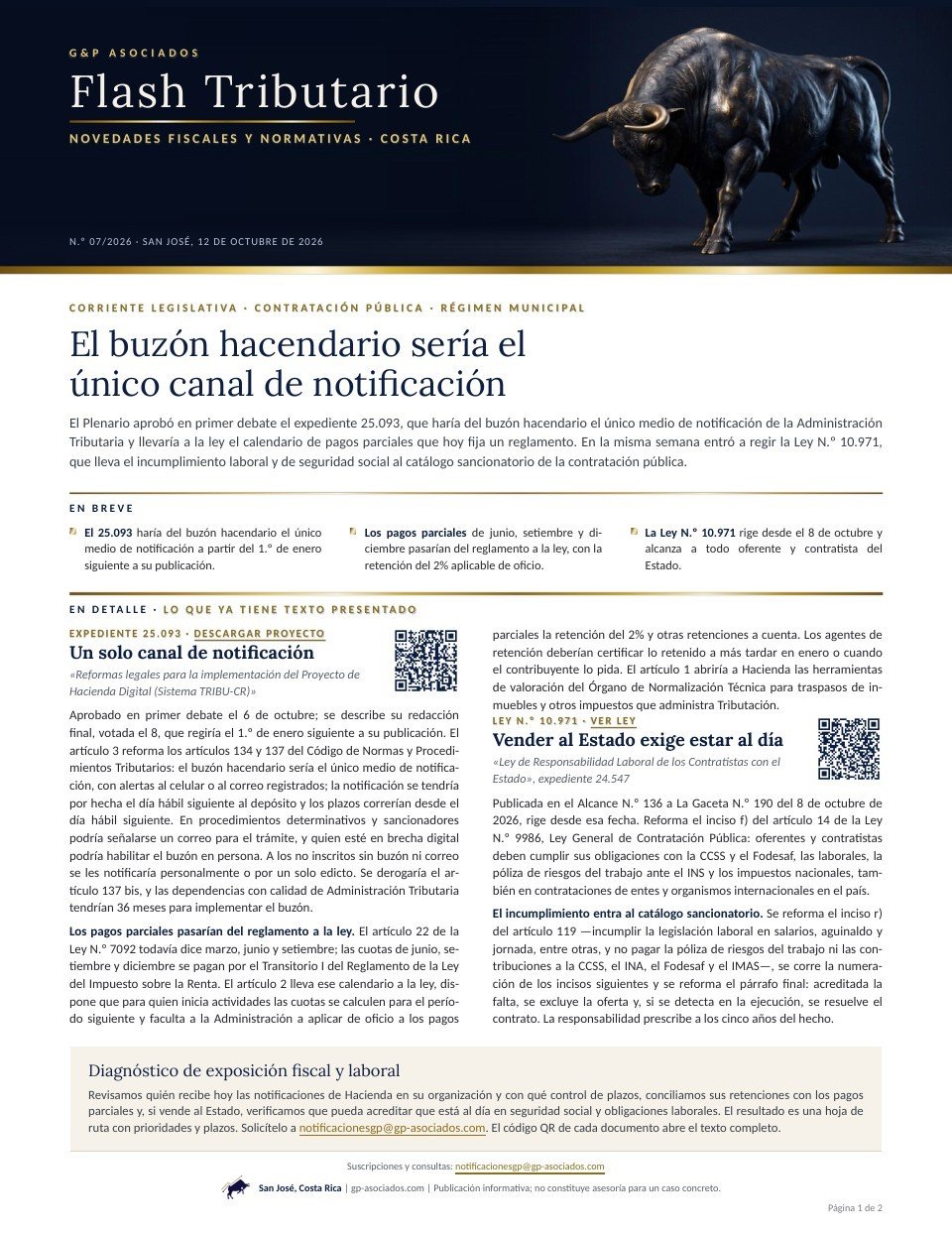 N.º 07/2026 — El buzón hacendario sería el único canal de notificación